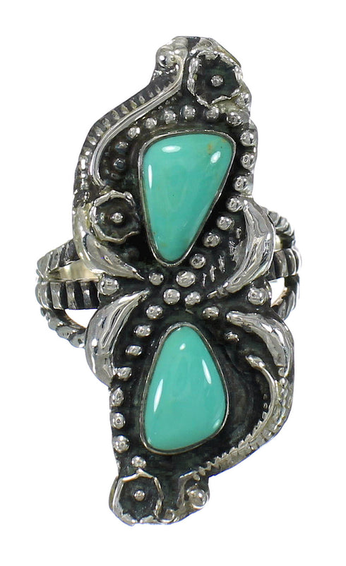 Authentic Sterling Silver Southwest Turquoise Ring Size 5-1/4 RX62869